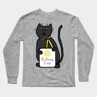 Free Britney Cute Cat with Britney Free Sign Long Sleeve T-Shirt